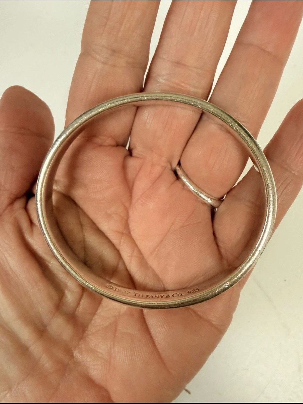Tiffany & Co. Sterling Silver Narrow Bangle Bracelet - Silver - Picture 6 of 8